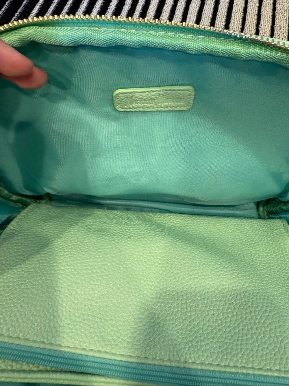 Neiman Marcus Mint Green Pebbled Cosmetic Pouch